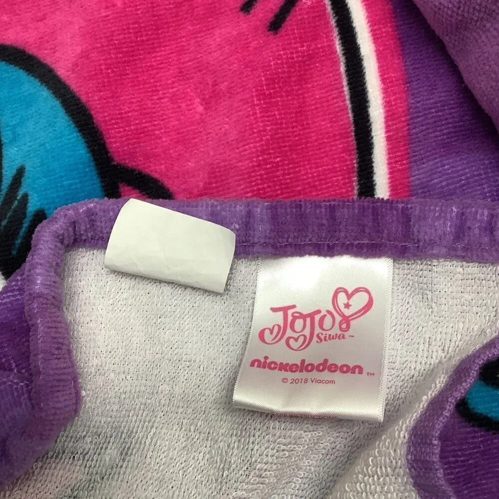 JoJo Siwa Hooded Beach Pool Bath Towel Purple Unicorn Hearts & Hair BowsPreloved